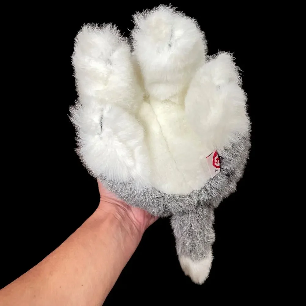 Vintage Ty Husky Puppy Dog Plush Sitting White Gray Stuffed Toy Blue Eyes Dakota